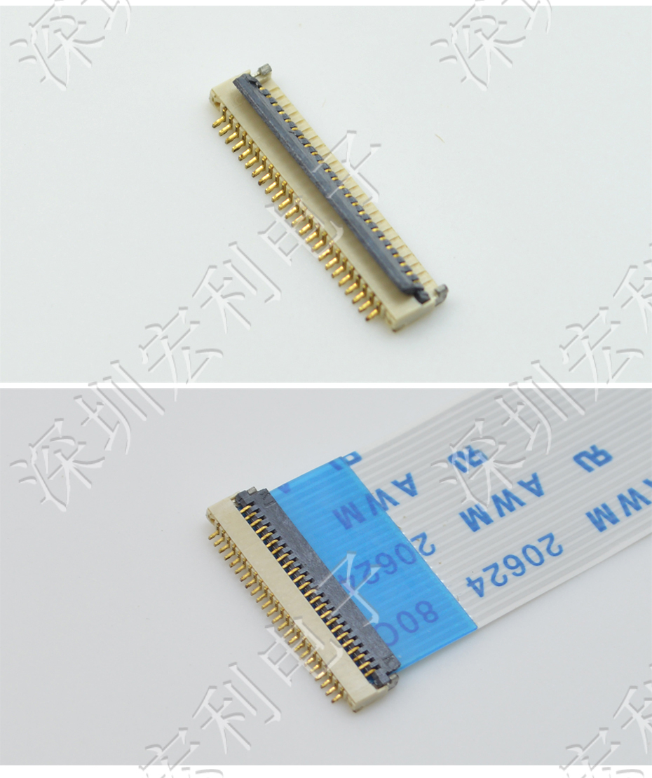 超薄FPC连接器 间距0.5mm-40PIN翻盖 塑高H1.0mm FPC插座超薄