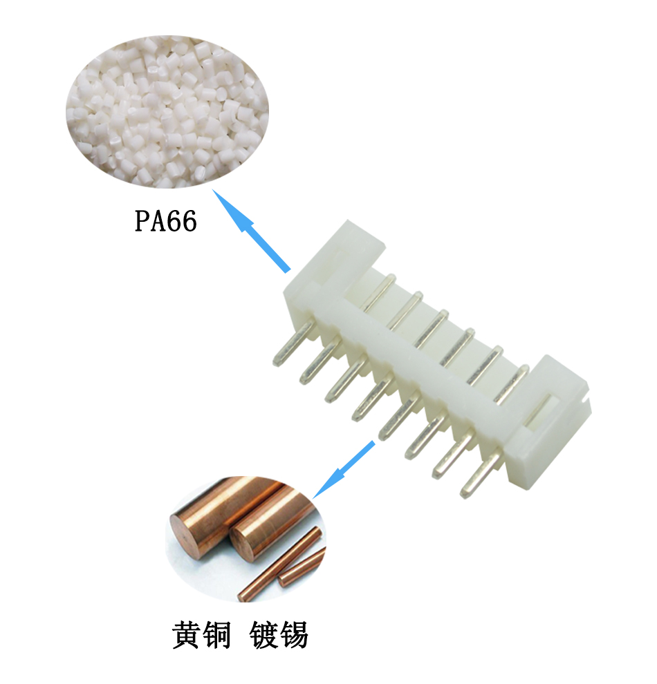 PH2.0mm 8P 单排连接器2.0mm间距 8芯接插件 直针,宏利